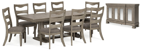 Gray Lexorne Dining Table and 8 Chairs with Storage - PKG015566