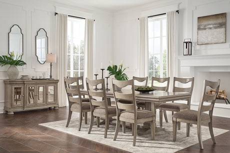 Gray Lexorne Dining Table and 8 Chairs with Storage - PKG015566