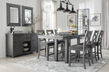 Gray Myshanna Counter Height Dining Table and 6 Barstools with Storage - PKG010495