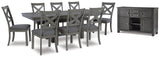 Gray Myshanna Dining Table and 8 Chairs with Storage - PKG013284