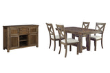 Grayish Brown Moriville Dining Table and 4 Chairs with Storage - PKG002104