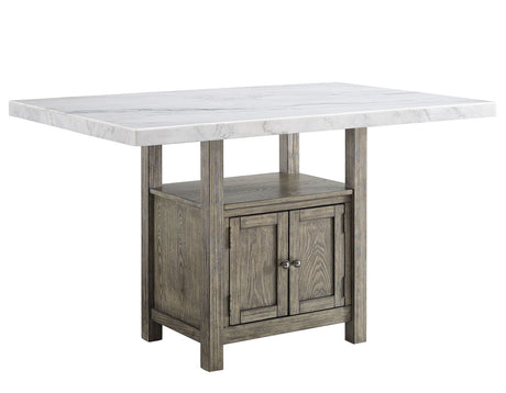 Grayson 60-inch White Marble Counter Storage Table - SET | GS640WMT | GS640CTB