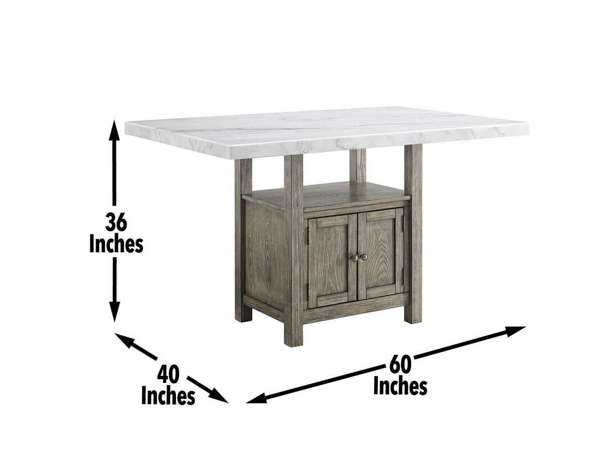 Grayson 60-inch White Marble Counter Storage Table - SET | GS640WMT | GS640CTB