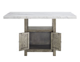 Grayson 60-inch White Marble Counter Storage Table - SET | GS640WMT | GS640CTB