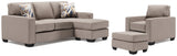 Greaves Sofa Chaise, Chair, and Ottoman in Stone - PKG008945