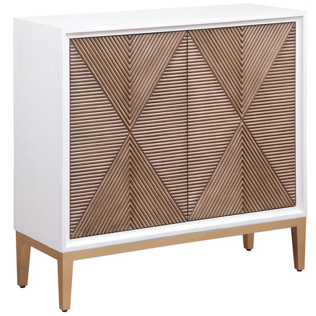 Gretchen White/Brown 2-Door Wood Fluted Parquet Cabinet from Coaster - Luna Furniture