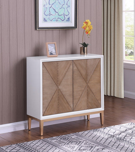 Gretchen White/Brown 2-Door Wood Fluted Parquet Cabinet from Coaster - Luna Furniture