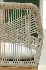 Loom Outdoor Counter Stool in Taupe & White Flat Rope, Performance Pumice, Gray Teak - 6808CS.WTA/PUM/GT