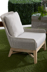 Tapestry Outdoor Club Chair in Taupe & White Flat Rope, Taupe Stripe, Performance Pumice, Gray Teak - 6851.WTA/PUM/GT