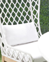 Lattis Outdoor Wing Chair in White Speckle Flat Rope, Performance White Speckle, Gray Teak - 6804.WHT/WHT/GT