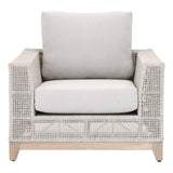 Tropez Outdoor Sofa Chair in Taupe & White Flat Rope, Performance Pumice, Gray Teak - 6843-1.WTA/PUM/GT
