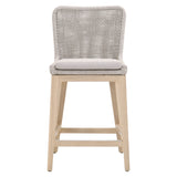 Mesh Outdoor Counter Stool in Taupe & White Flat Rope, Gray Teak, Performance Pumice - 6853CS.WTA/PUM/GT