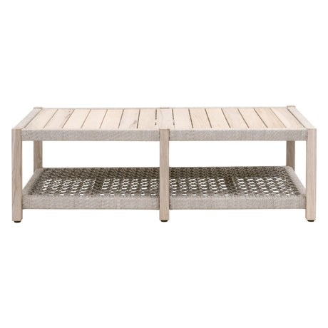 Wrap Outdoor Coffee Table in Taupe & White Flat Rope, Gray Teak - 6870.WTA/GT