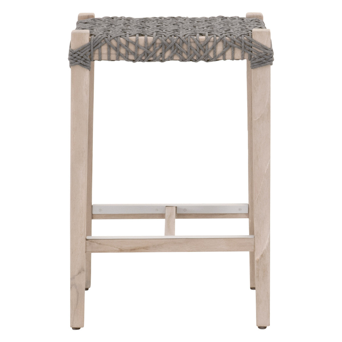 Costa Outdoor Backless Counter Stool in Dove Flat Rope, Gray Teak - 6849CS.DOV/GT