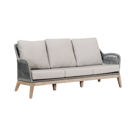 Loom Outdoor 79" Sofa in Platinum Rope, Performance Smoke Gray, Gray Teak - 6817-3.PLA/SG/GT
