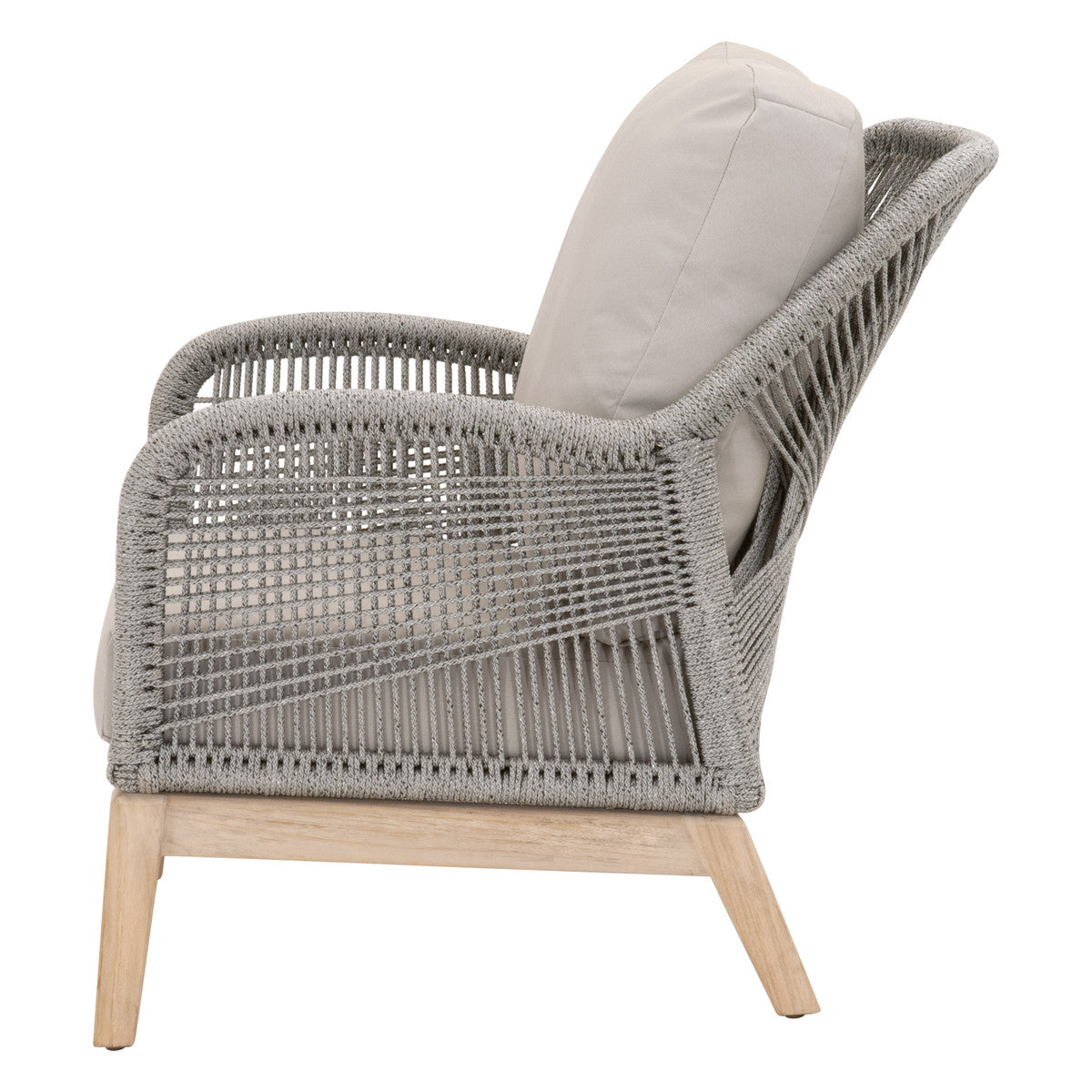 Loom Outdoor Club Chair in Platinum Rope, Performance Smoke Gray, Gray Teak - 6817.PLA-R/SG/GT