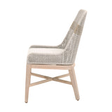 Tapestry Outdoor Dining Chair in Taupe & White Flat Rope, Taupe Stripe, Performance Pumice, Gray Teak, Set of 2 - 6850.WTA/PUM/GT
