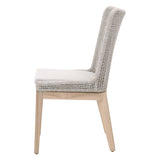 Mesh Outdoor Dining Chair in Taupe & White Flat Rope, Gray Teak, Performance Pumice, Set of 2 - 6854.WTA/PUM/GT