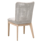 Mesh Outdoor Dining Chair in Taupe & White Flat Rope, Gray Teak, Performance Pumice, Set of 2 - 6854.WTA/PUM/GT