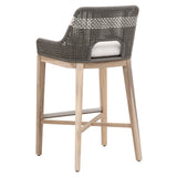 Tapestry Outdoor Barstool in Dove Flat Rope, White Speckle Stripe, Performance White Speckle, Gray Teak - 6850BS.DOV/WHT/GT