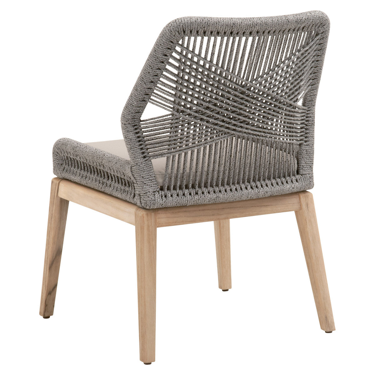 Loom Outdoor Dining Chair in Platinum Rope, Performance Smoke Gray, Gray Teak, Set of 2 - 6808KD.PLA-R/SG/GT