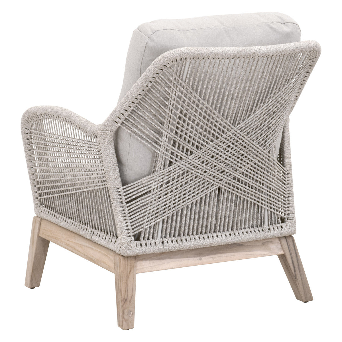 Loom Outdoor Club Chair in Taupe & White Flat Rope, Performance Pumice, Gray Teak - 6817.WTA/PUM/GT