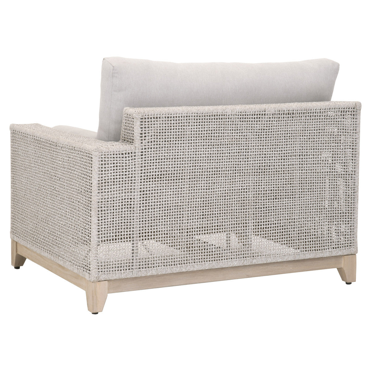 Tropez Outdoor Modular Right Facing 1-Arm Sofa in Taupe & White Flat Rope, Performance Pumice, Gray Teak - 6843-2S1R.WTA/PUM/GT