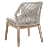 Loom Outdoor Dining Chair in Taupe & White Flat Rope, Performance Pumice, Gray Teak, Set of 2 - 6808KD.WTA/PUM/GT