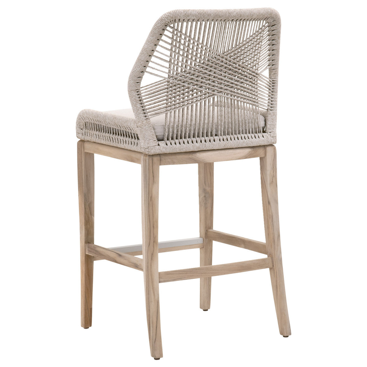 Loom Outdoor Barstool in Taupe & White Flat Rope, Performance Pumice, Gray Teak - 6808BS.WTA/PUM/GT