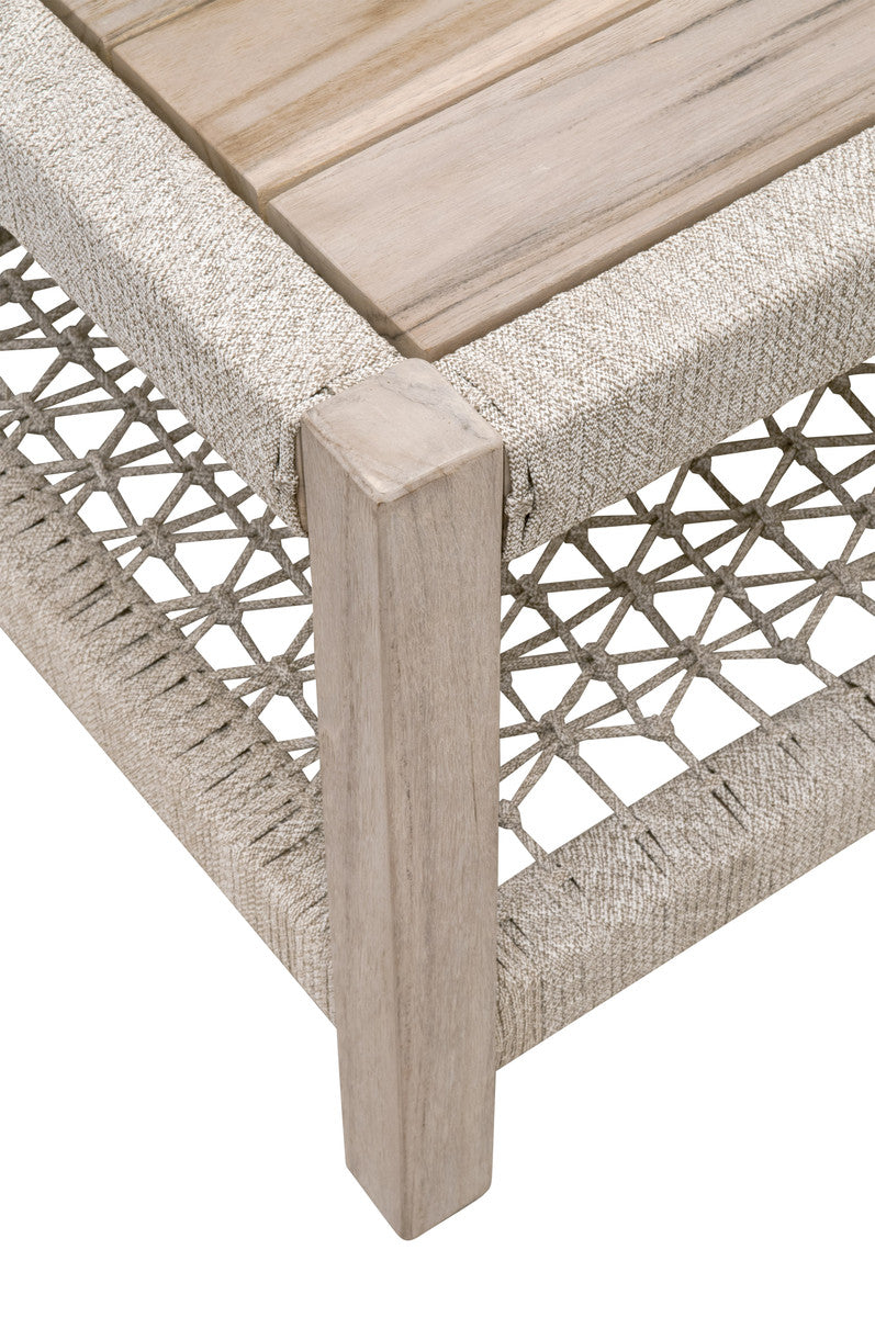 Wrap Outdoor Square Coffee Table in Taupe & White Flat Rope, Gray Teak - 6870SQ.WTA/GT