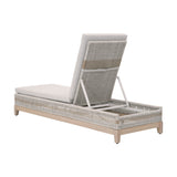 Tapestry Outdoor Chaise Lounge in Taupe & White Flat Rope, Taupe Stripe, Performance Pumice, Gray Teak - 6845.WTA/PUM/GT