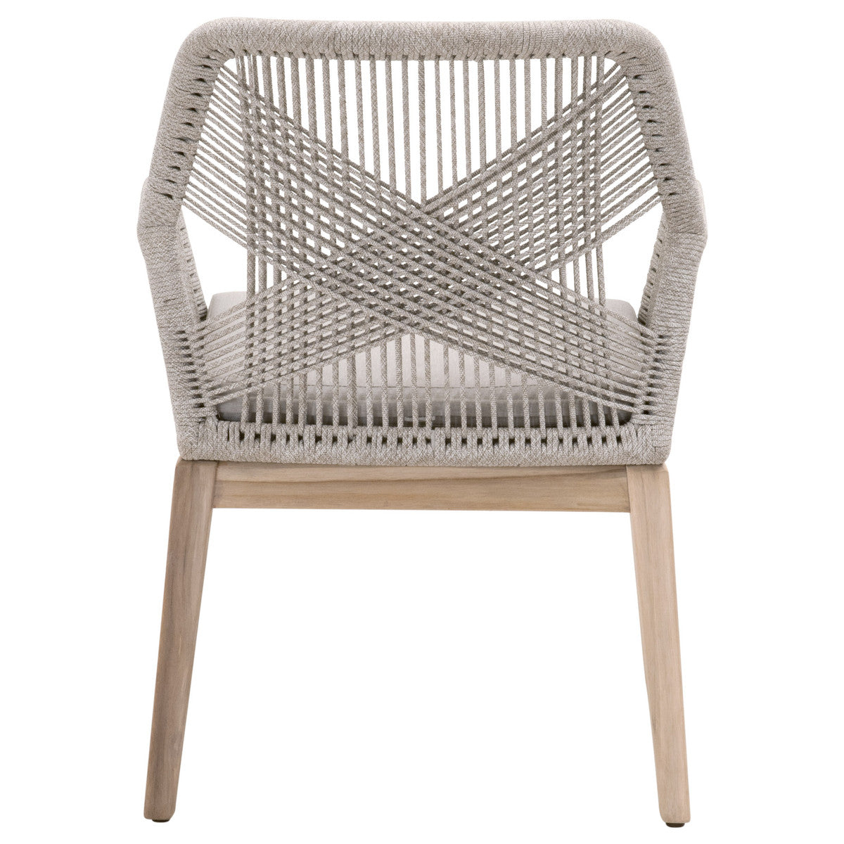 Loom Outdoor Arm Chair in Taupe & White Flat Rope, Performance Pumice, Gray Teak, Set of 2 - 6809KD.WTA/PUM/GT