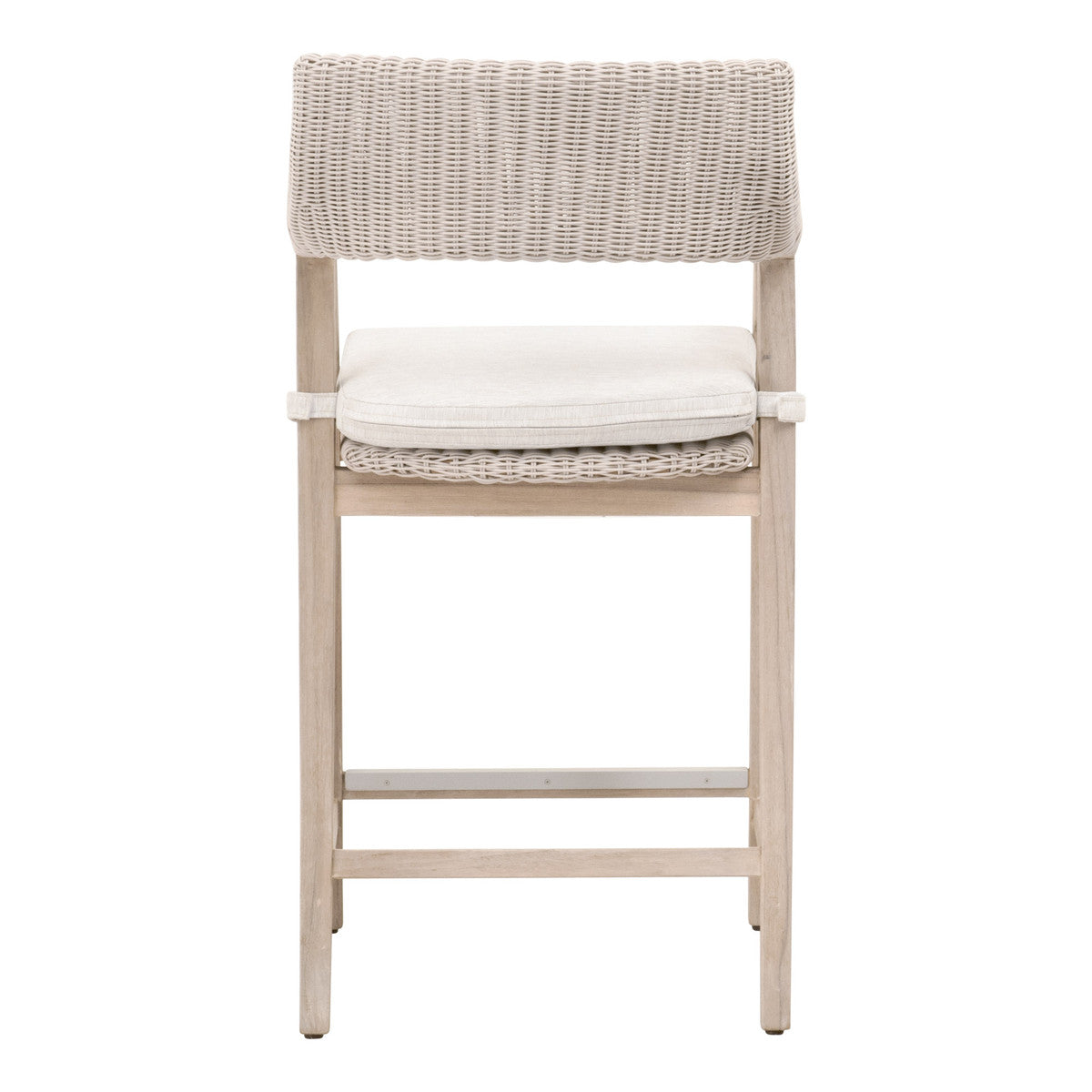 Lucia Outdoor Counter Stool in Pure White Synthetic Wicker, Performance White Speckle, Gray Teak - 6810CS.PW/WHT/GT
