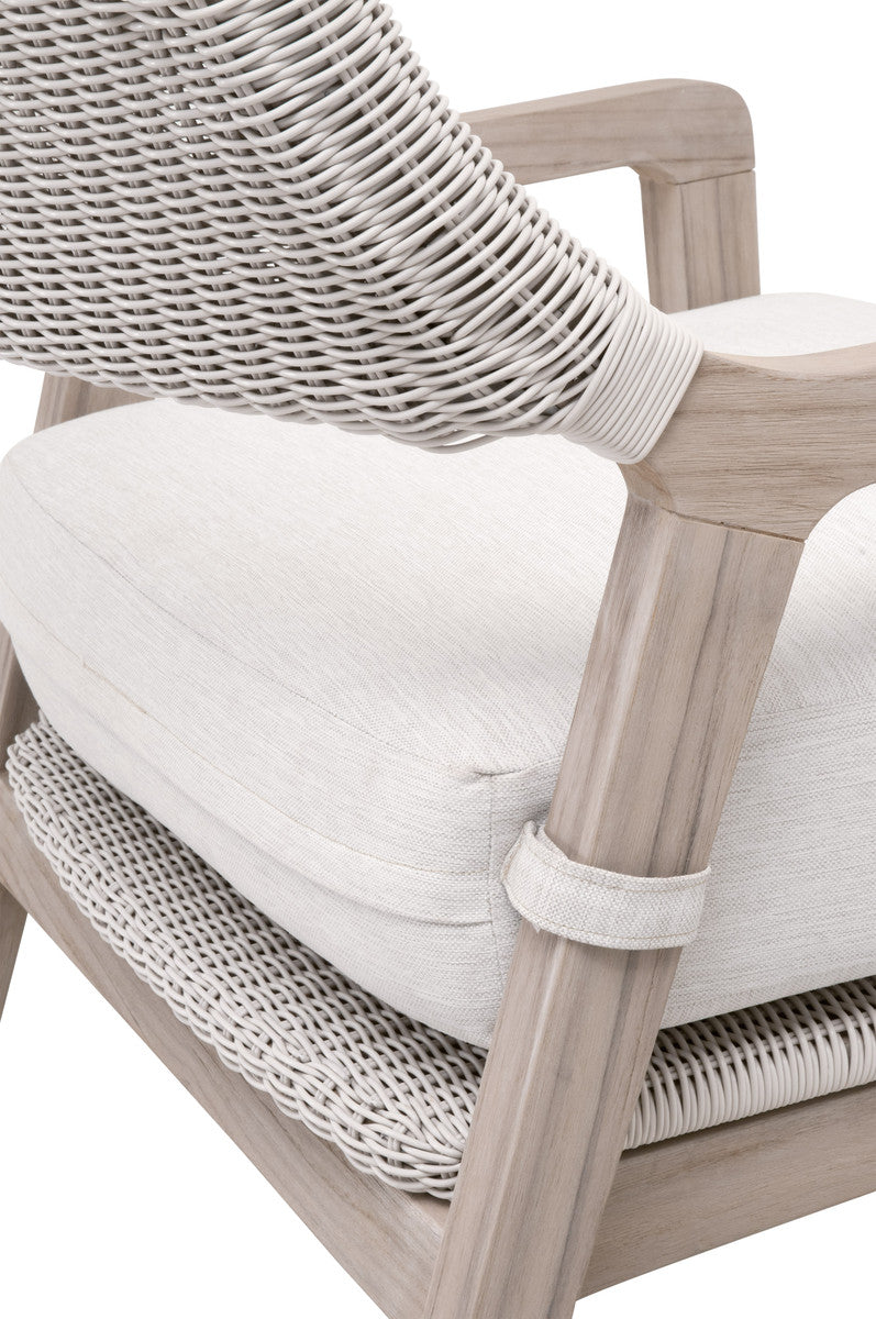 Lucia Outdoor Club Chair in Pure White Synthetic Wicker, Performance White Speckle, Gray Teak - 6811.PW/WHT/GT