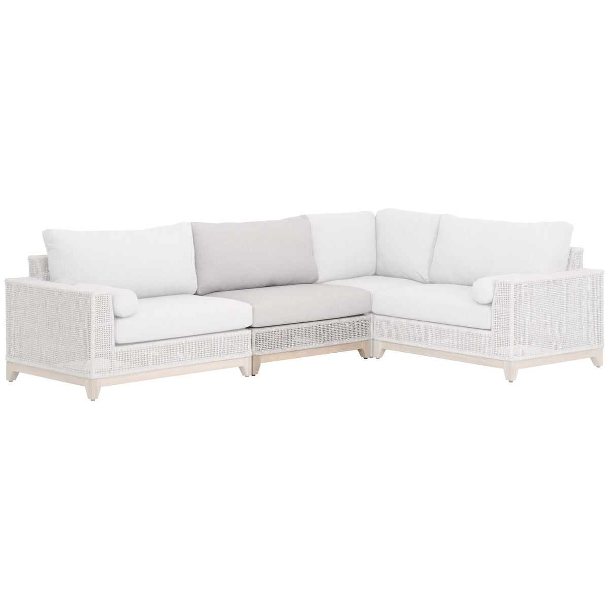 Tropez Outdoor Modular Armless Sofa Chair in Taupe & White Flat Rope, Performance Pumice, Gray Teak - 6843-1S.WTA/PUM/GT