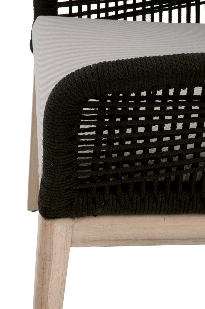 Loom Outdoor Arm Chair in Black Rope, Performance Pumice, Gray Teak, Set of 2 - 6809KD.BLK/PUM/GT