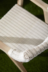 Lucia Outdoor Arm Chair in Pure White Synthetic Wicker, Performance White Speckle, Gray Teak - 6810.PW/WHT/GT