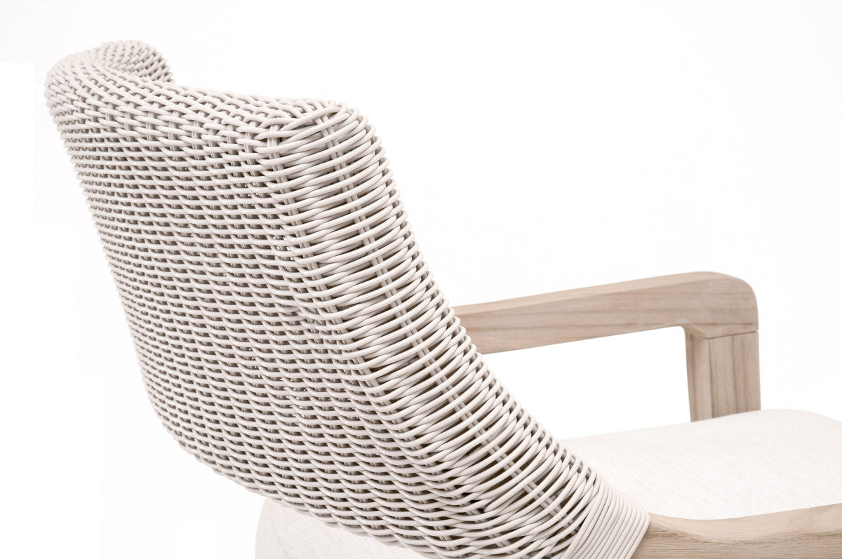 Lucia Outdoor Club Chair in Pure White Synthetic Wicker, Performance White Speckle, Gray Teak - 6811.PW/WHT/GT
