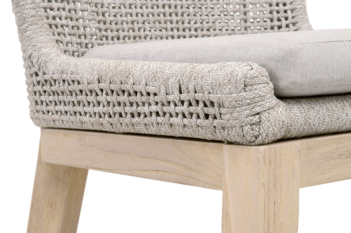Mesh Outdoor Counter Stool in Taupe & White Flat Rope, Gray Teak, Performance Pumice - 6853CS.WTA/PUM/GT