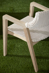 Lucia Outdoor Arm Chair in Pure White Synthetic Wicker, Performance White Speckle, Gray Teak - 6810.PW/WHT/GT