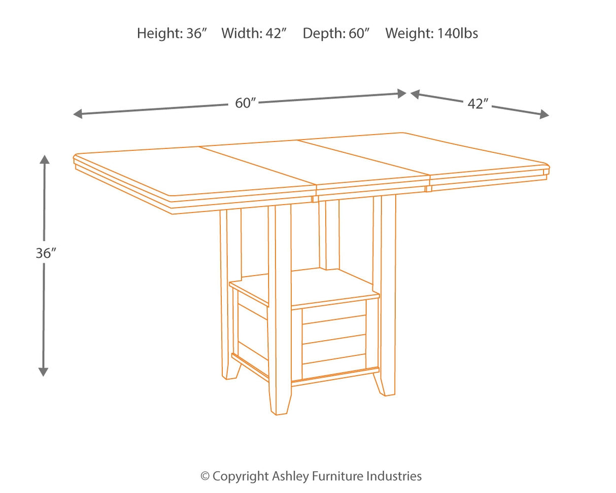 Haddigan Counter Height Dining Table and 4 Barstools with Storage in Dark Brown - PKG002082