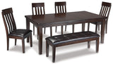 Haddigan Dining Table and 4 Chairs and Bench in Dark Brown - PKG002073