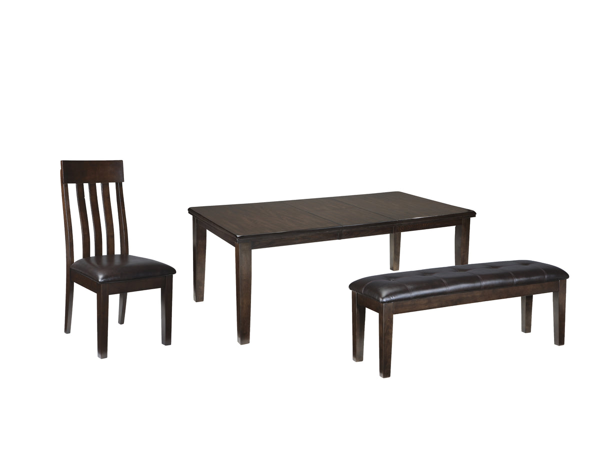 Haddigan Dining Table and 4 Chairs and Bench in Dark Brown - PKG002073