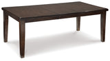 Haddigan Dining Table and 4 Chairs and Bench in Dark Brown - PKG002073