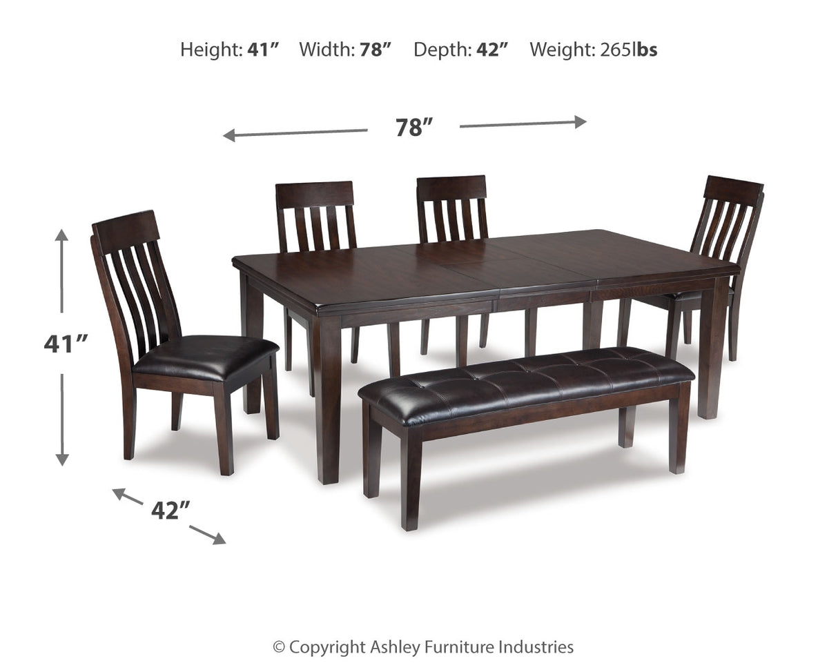 Haddigan Dining Table and 4 Chairs and Bench in Dark Brown - PKG002073