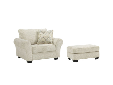 Haisley Chair and Ottoman in Ivory - PKG008179