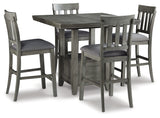 Hallanden Counter Height Dining Table and 4 Barstools in Gray - PKG010488