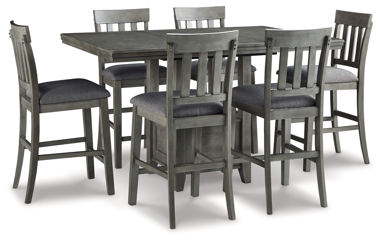 Hallanden Counter Height Dining Table and 6 Barstools in Gray - PKG010489