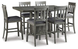 Hallanden Counter Height Dining Table and 6 Barstools in Gray - PKG010489