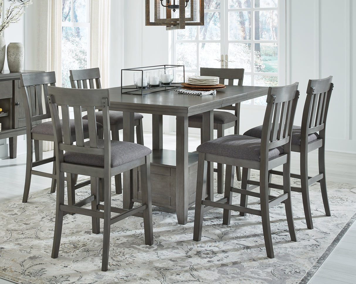 Hallanden Counter Height Dining Table and 6 Barstools in Gray - PKG010489